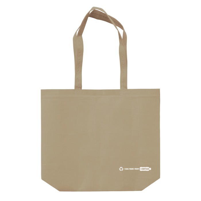 Bolsa ecológica hecha de RPET con fuelle extra y asas a juego 100 g/m2 color beige segunda vista Bolsa ecológica hecha de RPET con fuelle extra y asas a juego 100 g/m2 color beige segunda vista
