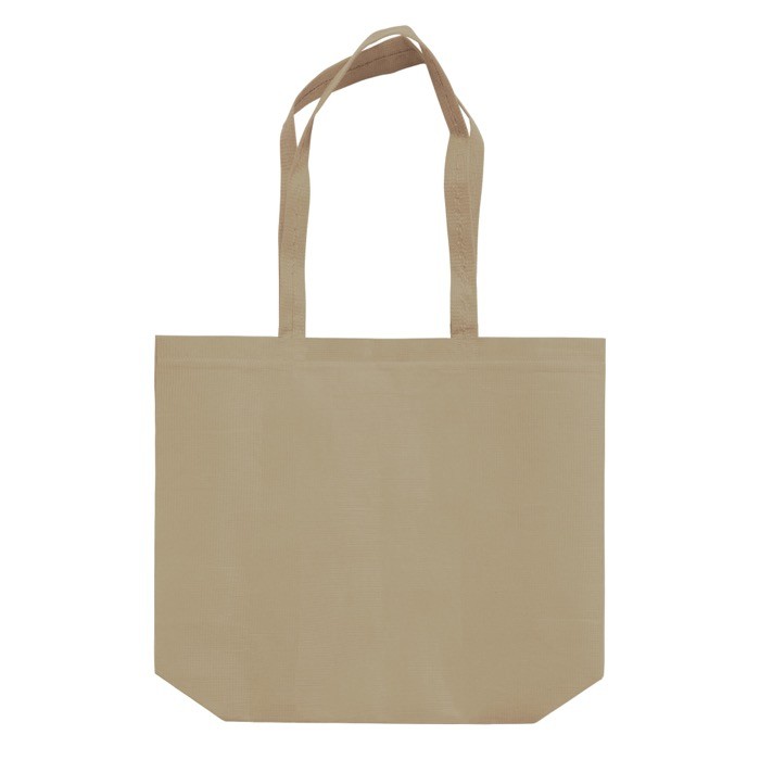 Bolsa ecológica hecha de RPET con fuelle extra y asas a juego 100 g/m2 color beige tercera vista Bolsa ecológica hecha de RPET con fuelle extra y asas a juego 100 g/m2 color beige tercera vista