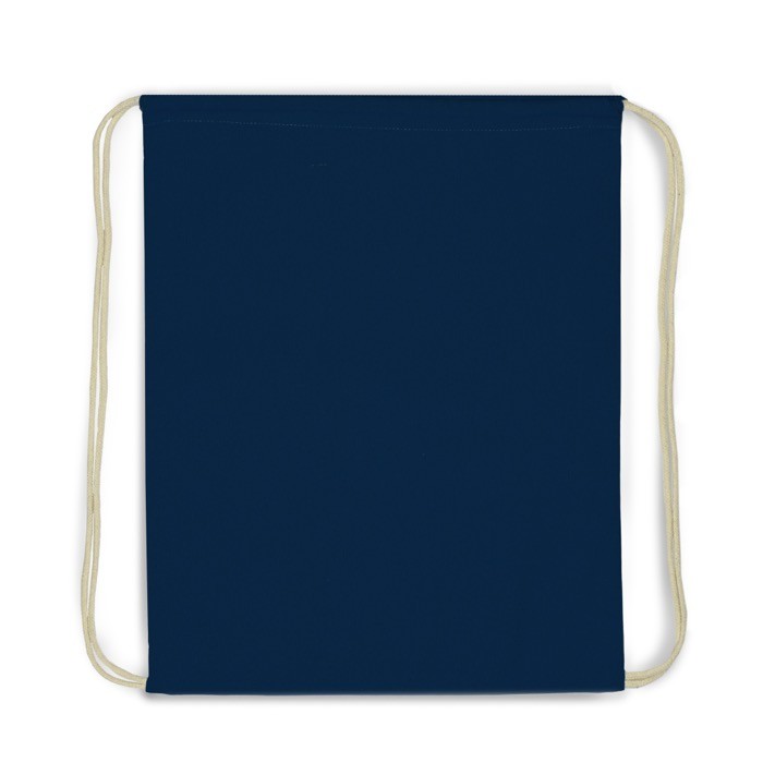 Mochila de cuerdas de algodón de colores con cordones natural 140 g/m2 color azul oscuro segunda vista