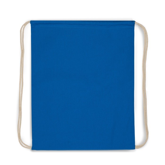 Mochila de cuerdas de algodón de colores con cordones natural 140 g/m2 color azul segunda vista