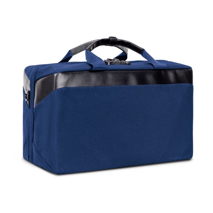 Bolsa de viaje de RPET con doble compartimiento para ropa 23L color azul Bolsa de viaje de RPET con doble compartimiento para ropa 23L color azul