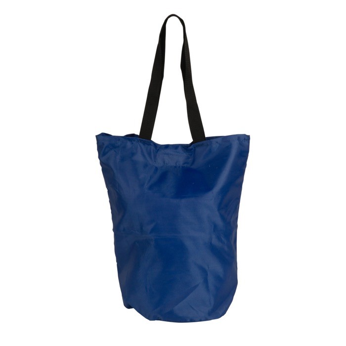 Bolsa plegable de poliéster para la compra con asas negras color azul Bolsa plegable de poliéster para la compra con asas negras color azul