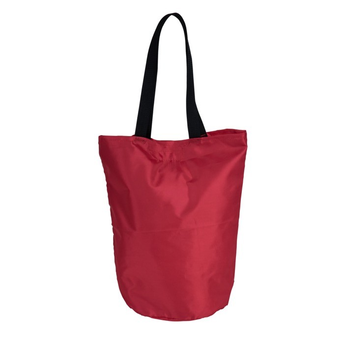 Bolsa plegable de poliéster para la compra con asas negras color rojo Bolsa plegable de poliéster para la compra con asas negras color rojo