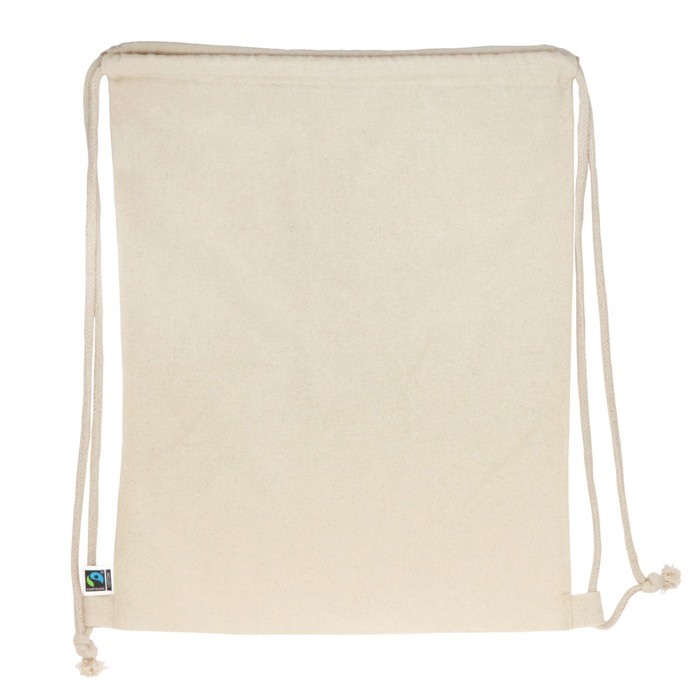 Bolsa con función de mochila de algodón FairTrade 140 g/m2 color beige tercera vista