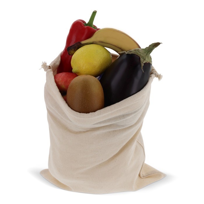 Bolsa de regalo de algodón con certificación OEKO-TEX 30x45 cm color beige segunda vista Bolsa de regalo de algodón con certificación OEKO-TEX 30x45 cm color beige segunda vista