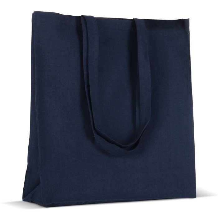 Bolsa de lona de colores con certificación OEKO-TEX 280 g/m2 color azul oscuro tercera vista Bolsa de lona de colores con certificación OEKO-TEX 280 g/m2 color azul oscuro tercera vista