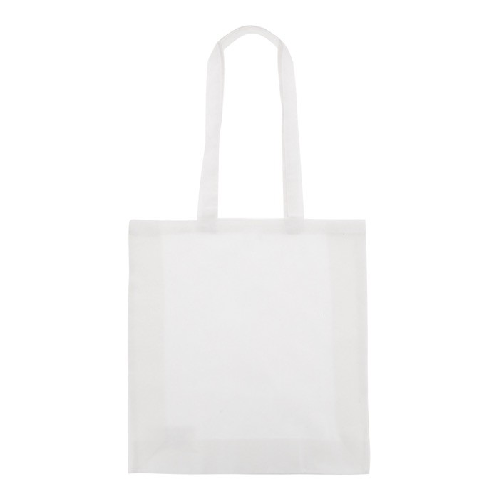 Bolsa de algodón reciclado pequeña con fuelle y asas a juego 140 g/m2 color blanco segunda vista Bolsa de algodón reciclado pequeña con fuelle y asas a juego 140 g/m2 color blanco segunda vista