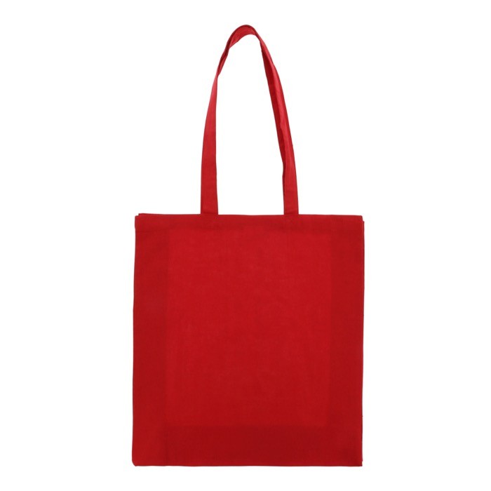 Bolsa de algodón reciclado pequeña con fuelle y asas a juego 140 g/m2 color rojo segunda vista Bolsa de algodón reciclado pequeña con fuelle y asas a juego 140 g/m2 color rojo segunda vista