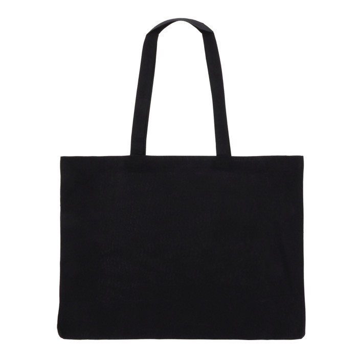 Bolsa de algodón reciclado grande con fuelle y asas a juego 140 g/m2 color negro segunda vista Bolsa de algodón reciclado grande con fuelle y asas a juego 140 g/m2 color negro segunda vista