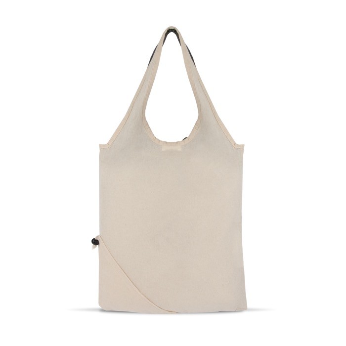 Bolsa bicolor de algodón reciclado OEKO-TEX plegable 140 g/m2 color gris tercera vista Bolsa bicolor de algodón reciclado OEKO-TEX plegable 140 g/m2 color gris tercera vista