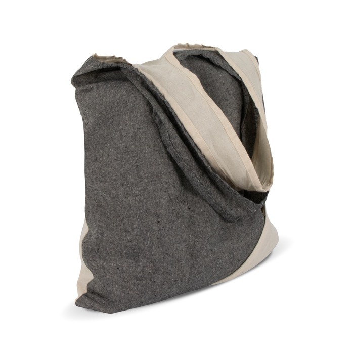 Bolsa bicolor de algodón reciclado OEKO-TEX plegable 140 g/m2 color gris sexta vista Bolsa bicolor de algodón reciclado OEKO-TEX plegable 140 g/m2 color gris sexta vista