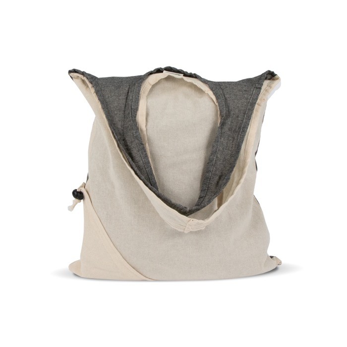 Bolsa bicolor de algodón reciclado OEKO-TEX plegable 140 g/m2 color gris novena vista Bolsa bicolor de algodón reciclado OEKO-TEX plegable 140 g/m2 color gris novena vista