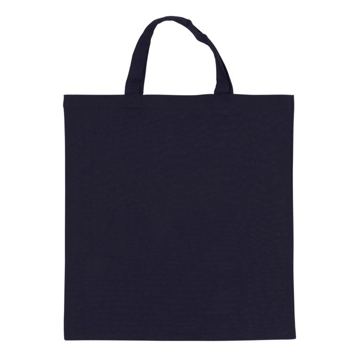 Bolsa de la compra OEKO-TEX de color con asas cortas140 g/m2 color azul oscuro segunda vista Bolsa de la compra OEKO-TEX de color con asas cortas140 g/m2 color azul oscuro segunda vista