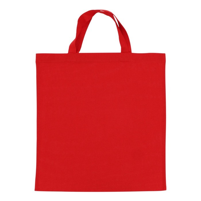 Bolsa de la compra OEKO-TEX de color con asas cortas140 g/m2 color rojo segunda vista Bolsa de la compra OEKO-TEX de color con asas cortas140 g/m2 color rojo segunda vista