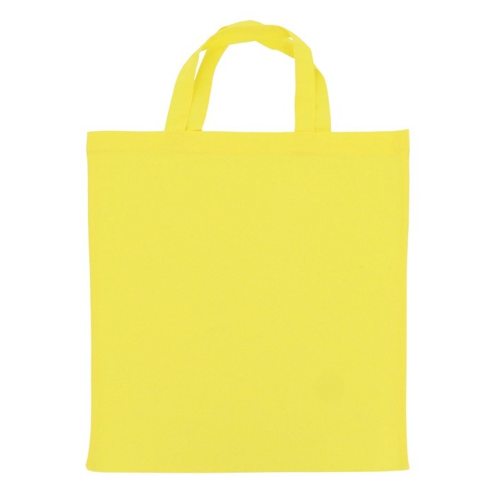 Bolsa de la compra OEKO-TEX de color con asas cortas140 g/m2 color amarillo segunda vista Bolsa de la compra OEKO-TEX de color con asas cortas140 g/m2 color amarillo segunda vista