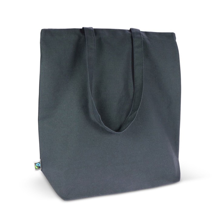 Bolsa Fairtrade en colores neutrales con capacidad de 12kg 270 g/m2 color azul oscuro cuarta vista Bolsa Fairtrade en colores neutrales con capacidad de 12kg 270 g/m2 color azul oscuro cuarta vista