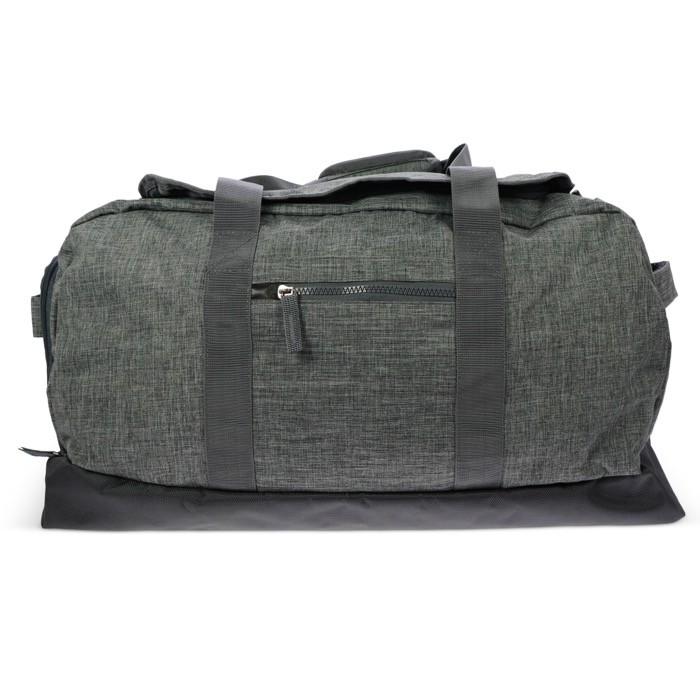 Bolsa de viaje espaciosa de RPET con asas de doble tamaño color gris tercera vista Bolsa de viaje espaciosa de RPET con asas de doble tamaño color gris tercera vista