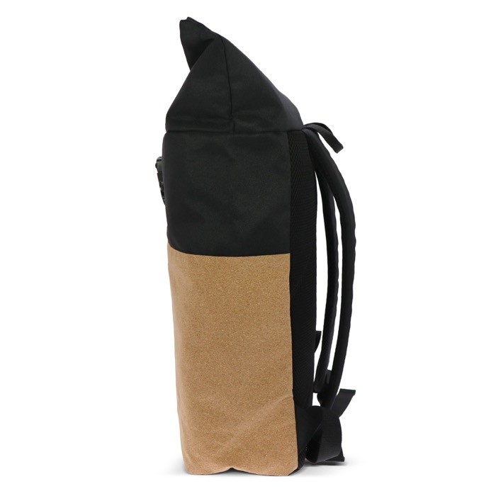 Mochila roll-top de RPET y corcho con compartimiento para portátil 15'' color negro quinta vista