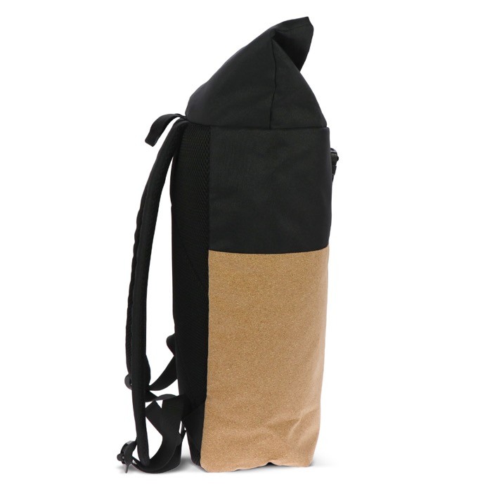 Mochila roll-top de RPET y corcho con compartimiento para portátil 15'' color negro sexta vista
