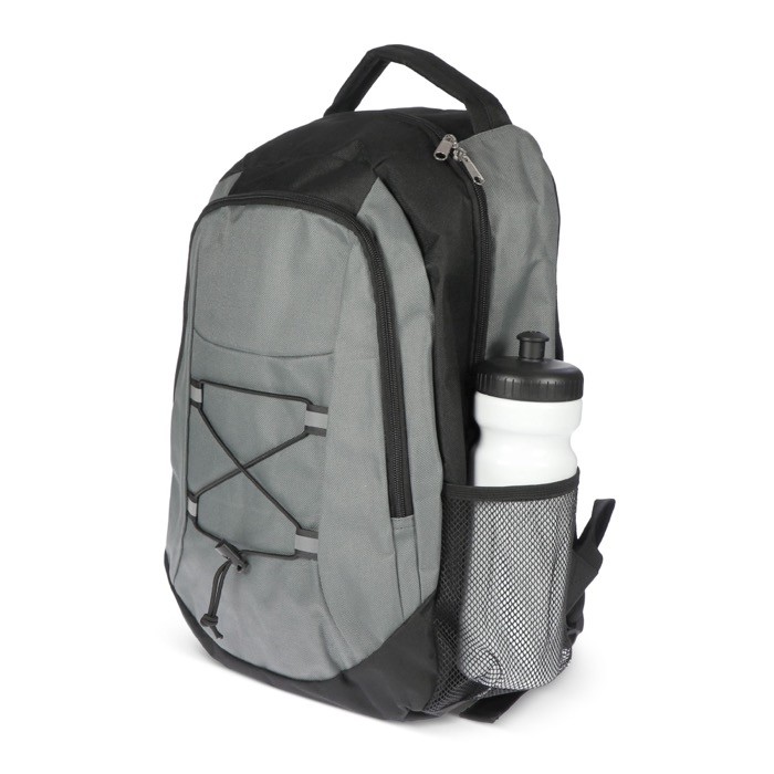 Mochila para portátil de RPET con compartimientos en el interior color gris cuarta vista