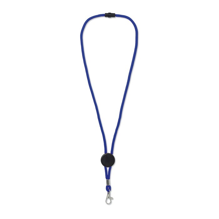 Lanyard de colores con mosquetón de metal y pasador personalizable color azul Lanyard de colores con mosquetón de metal y pasador personalizable color azul