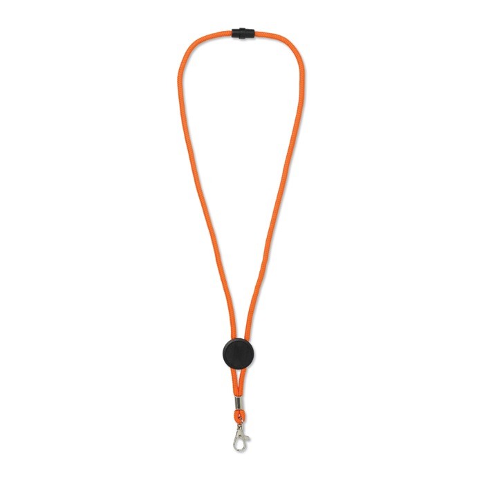 Lanyard de colores con mosquetón de metal y pasador personalizable color naranja Lanyard de colores con mosquetón de metal y pasador personalizable color naranja