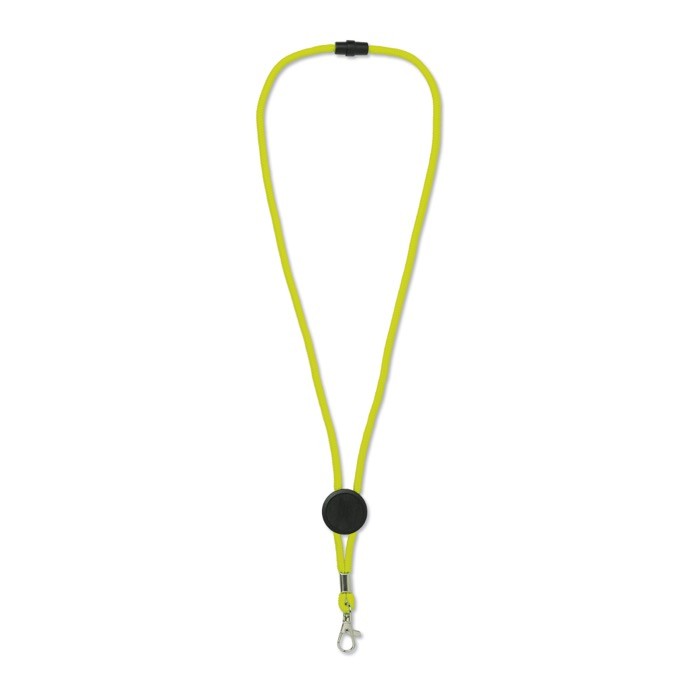 Lanyard de colores con mosquetón de metal y pasador personalizable color amarillo fluorescente Lanyard de colores con mosquetón de metal y pasador personalizable color amarillo fluorescente