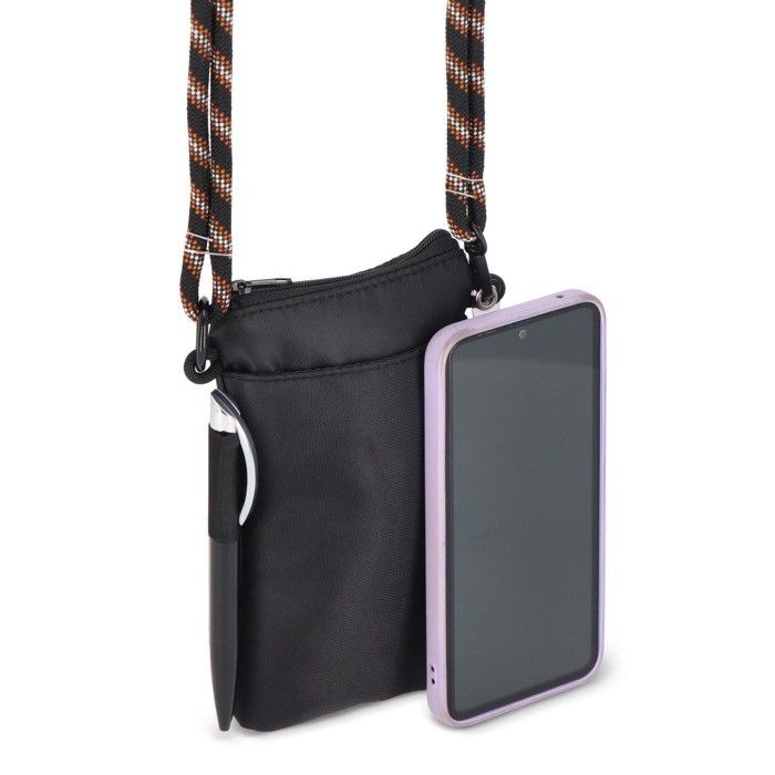 Bandolera compacta para llevar artículos esenciales del día a día color negro quinta vista Bandolera compacta para llevar artículos esenciales del día a día color negro quinta vista