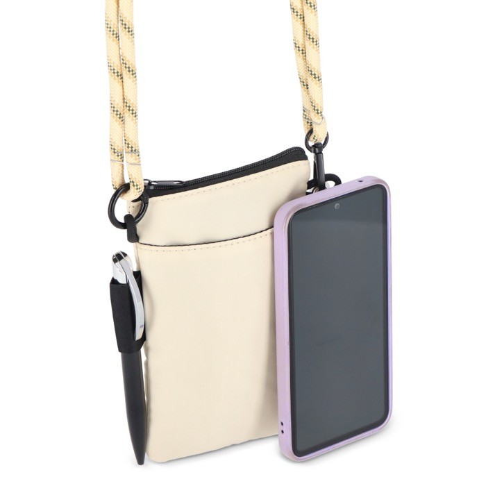 Bandolera compacta para llevar artículos esenciales del día a día color beige quinta vista Bandolera compacta para llevar artículos esenciales del día a día color beige quinta vista