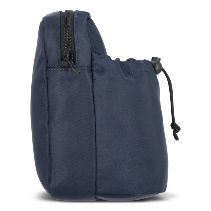 Bandolera con capacidad para una botella de agua de 500ml color azul oscuro cuarta vista Bandolera con capacidad para una botella de agua de 500ml color azul oscuro cuarta vista