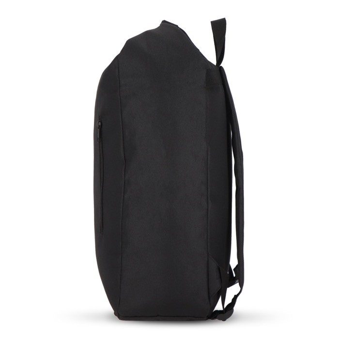 Mochila enrollable de RPET con asa superior de hebilla 20L color negro cuarta vista Mochila enrollable de RPET con asa superior de hebilla 20L color negro cuarta vista