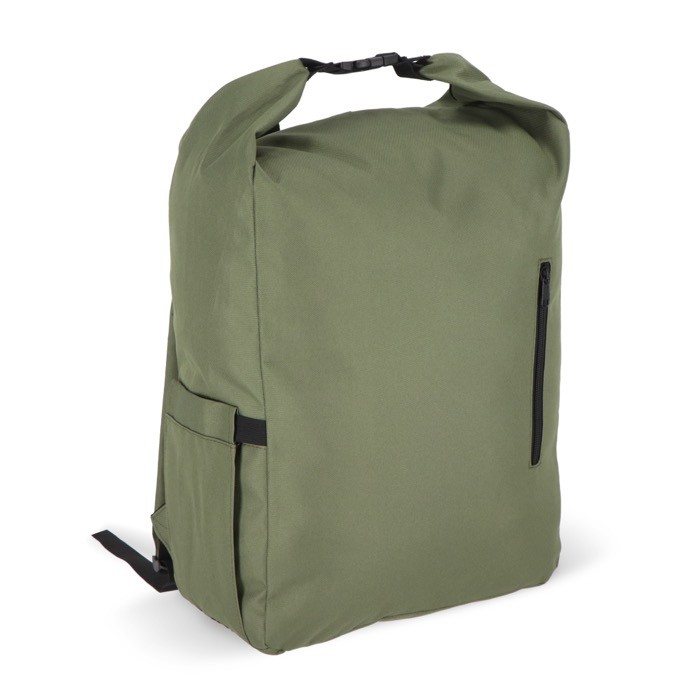 Mochila enrollable de RPET con asa superior de hebilla 20L color verde oliva Mochila enrollable de RPET con asa superior de hebilla 20L color verde oliva