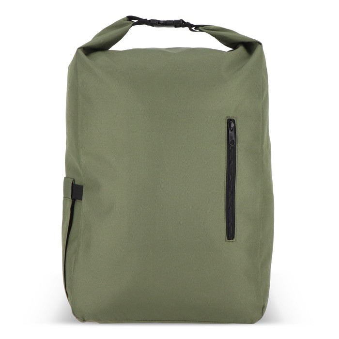 Mochila enrollable de RPET con asa superior de hebilla 20L color verde oliva segunda vista Mochila enrollable de RPET con asa superior de hebilla 20L color verde oliva segunda vista