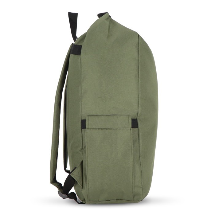 Mochila enrollable de RPET con asa superior de hebilla 20L color verde oliva tercera vista Mochila enrollable de RPET con asa superior de hebilla 20L color verde oliva tercera vista