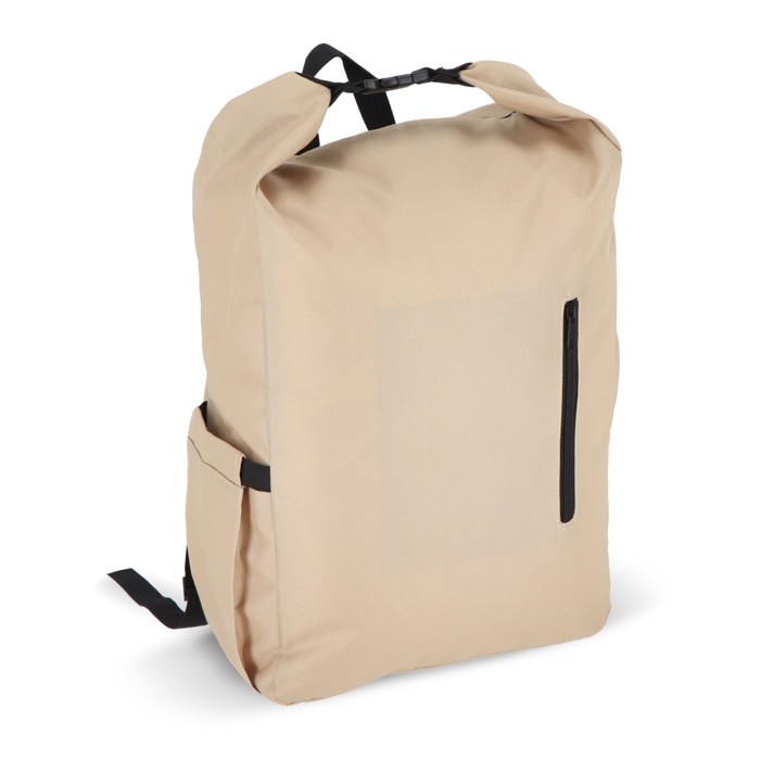 Mochila enrollable de RPET con asa superior de hebilla 20L color beige Mochila enrollable de RPET con asa superior de hebilla 20L color beige
