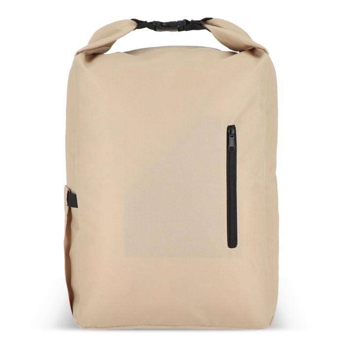 Mochila enrollable de RPET con asa superior de hebilla 20L color beige segunda vista Mochila enrollable de RPET con asa superior de hebilla 20L color beige segunda vista
