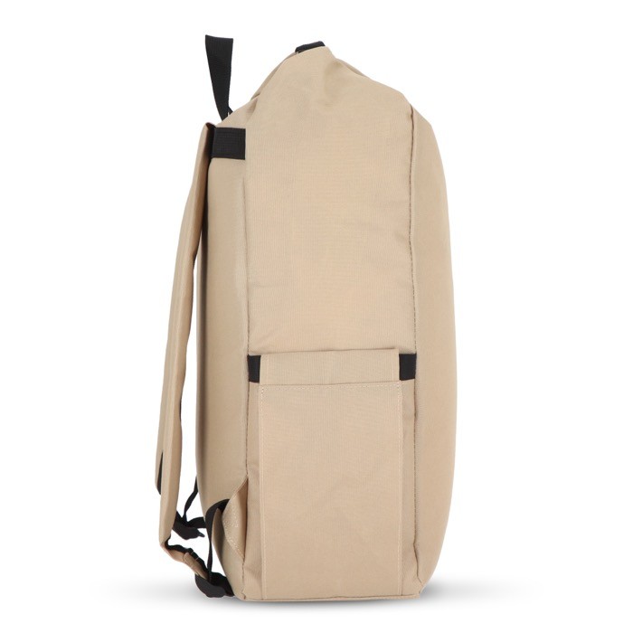 Mochila enrollable de RPET con asa superior de hebilla 20L color beige tercera vista Mochila enrollable de RPET con asa superior de hebilla 20L color beige tercera vista