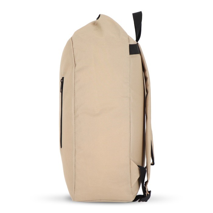 Mochila enrollable de RPET con asa superior de hebilla 20L color beige cuarta vista Mochila enrollable de RPET con asa superior de hebilla 20L color beige cuarta vista