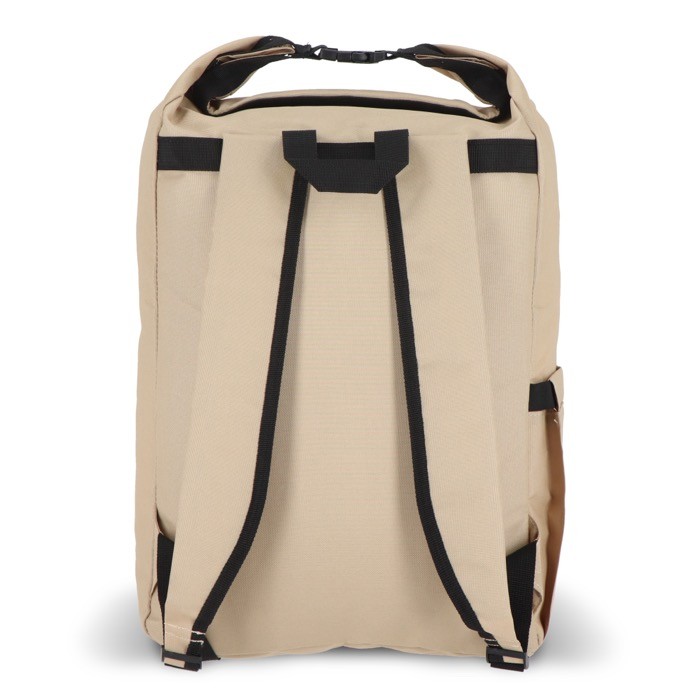 Mochila enrollable de RPET con asa superior de hebilla 20L color beige quinta vista Mochila enrollable de RPET con asa superior de hebilla 20L color beige quinta vista