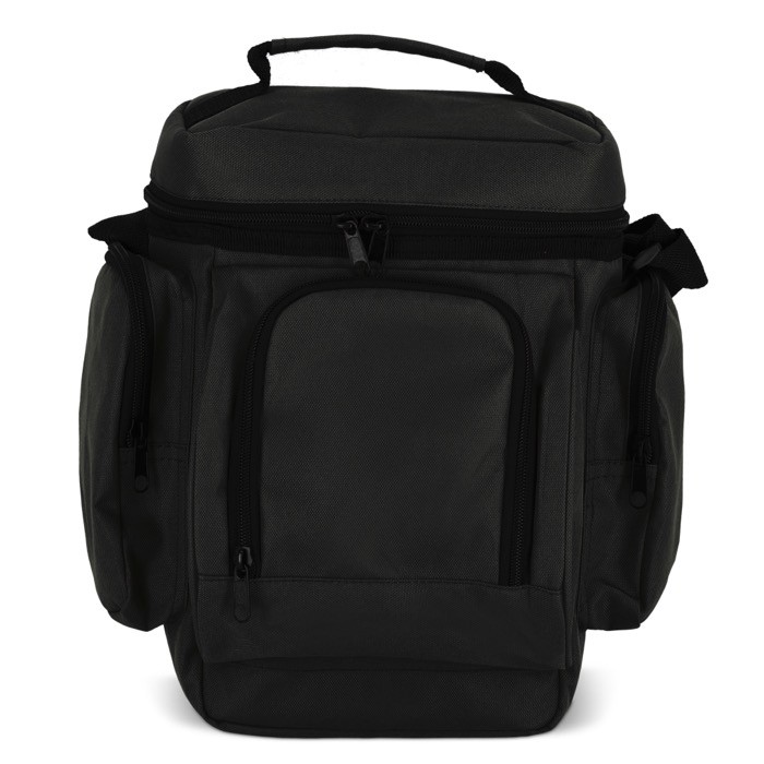 Bolsa nevera con múltiples y espaciosos compartimientos color negro tercera vista Bolsa nevera con múltiples y espaciosos compartimientos color negro tercera vista