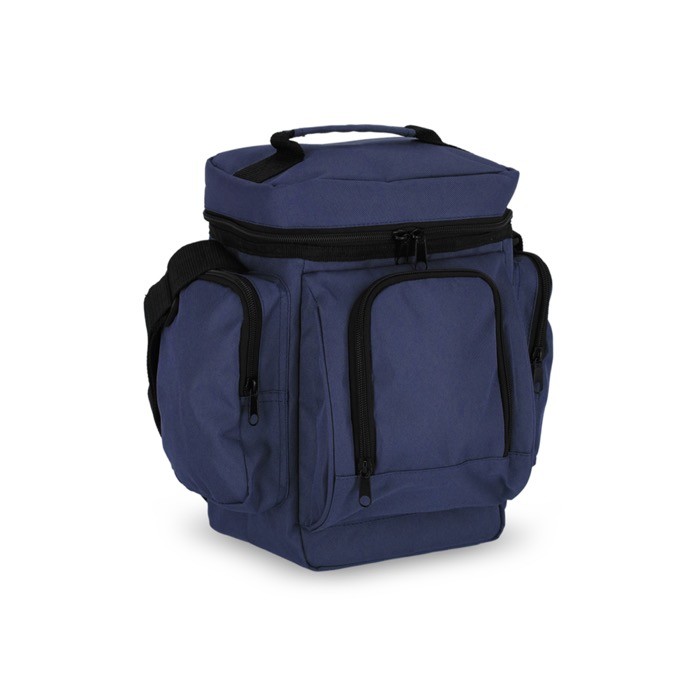 Bolsa nevera con múltiples y espaciosos compartimientos color azul oscuro segunda vista Bolsa nevera con múltiples y espaciosos compartimientos color azul oscuro segunda vista