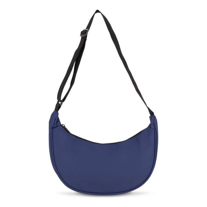 Bolsa bandolera de PU con forma de media luna y correa ajustable color azul oscuro Bolsa bandolera de PU con forma de media luna y correa ajustable color azul oscuro