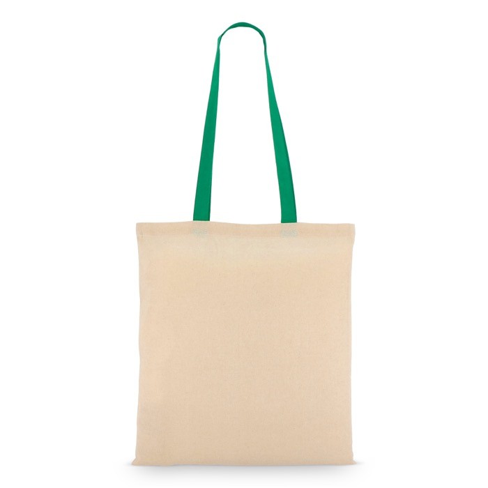 Bolsa de algodón OEKO-TEX con asas de colores 140 g/m2 color verde tercera vista