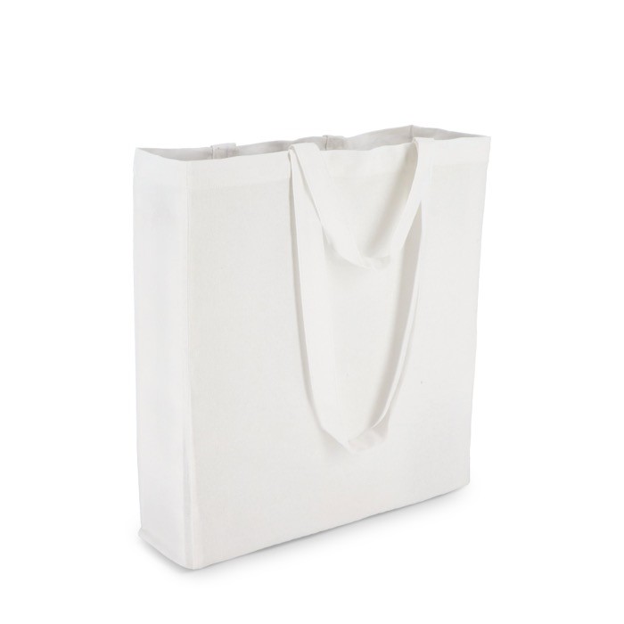 Bolsa de algodón OEKO-TEX en varios colores con doble asa 140 g/m2 color blanco tercera vista
