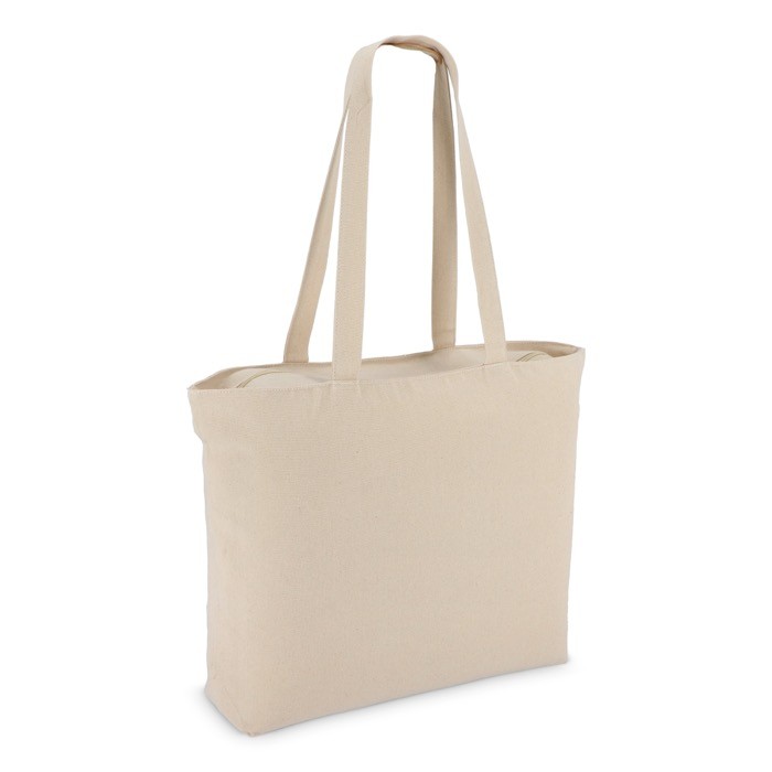 Bolsa de algodón OEKO-TEX con cierre de cremallera 320 g/m2 color beige segunda vista