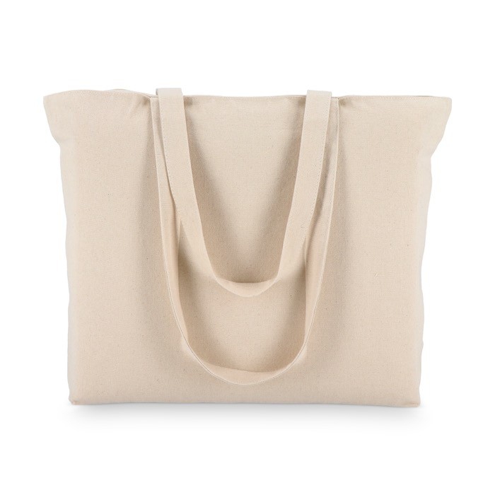 Bolsa de algodón OEKO-TEX con cierre de cremallera 320 g/m2 color beige quinta vista