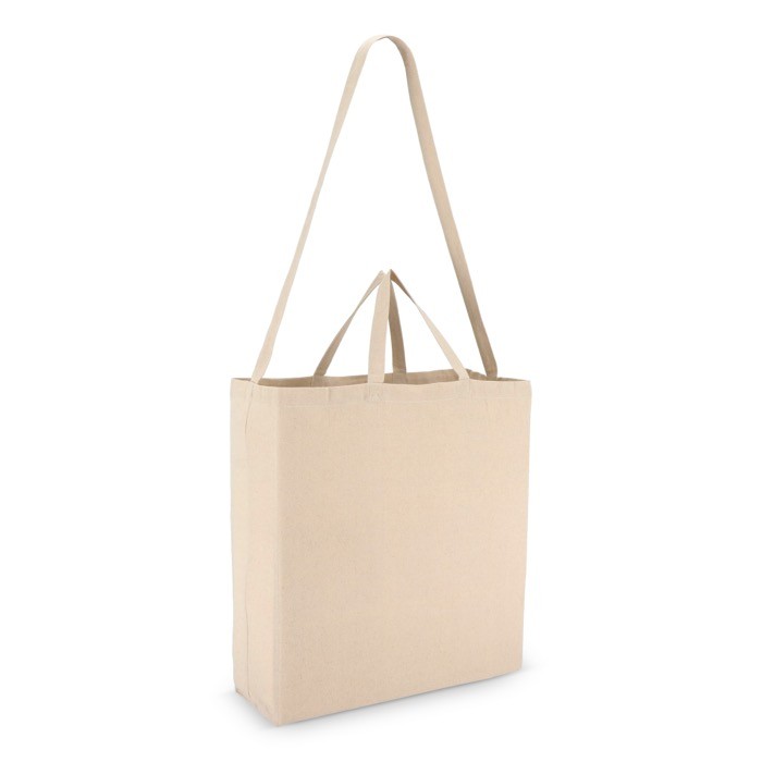 Bolsa de algodón OEKO-TEX en color natural con doble asa 220 g/m2 color beige