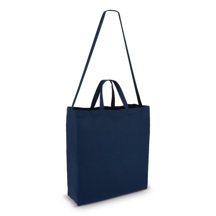Bolsa de algodón OEKO-TEX en varios colores con doble asa 220 g/m2 color azul oscuro