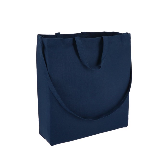 Bolsa de algodón OEKO-TEX en varios colores con doble asa 220 g/m2 color azul oscuro segunda vista