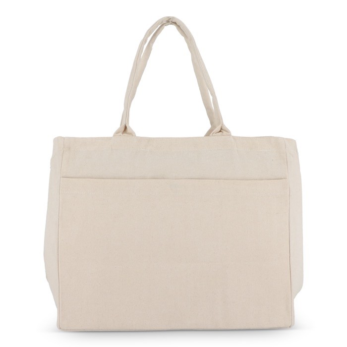 Bolsa de algodón OEKO-TEX con varios bolsillos 320 g/m2 color beige septima vista